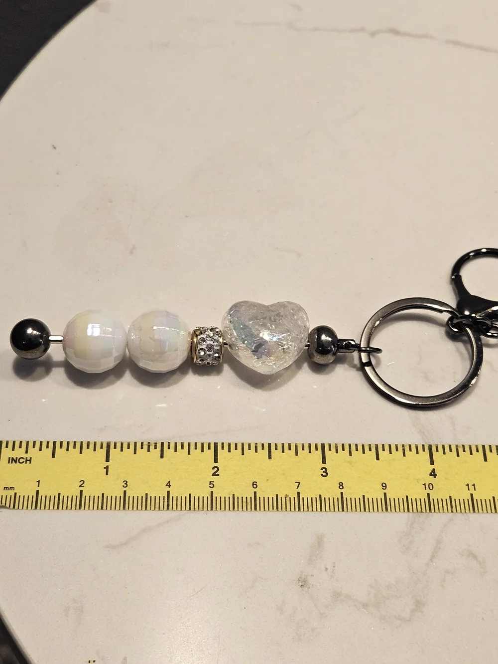 Handbag Beaded Heart Keychain & Silver Wristlet